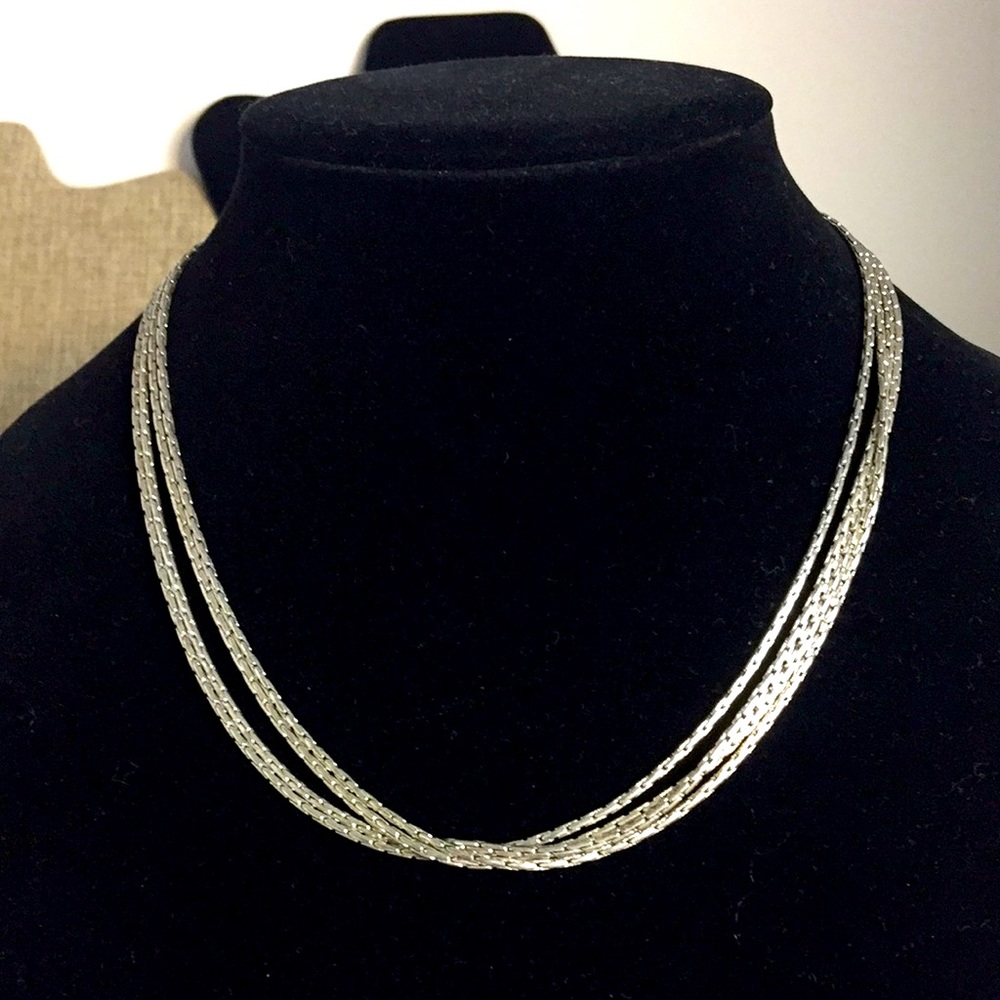 Premiere Designs necklace four silver tone strands